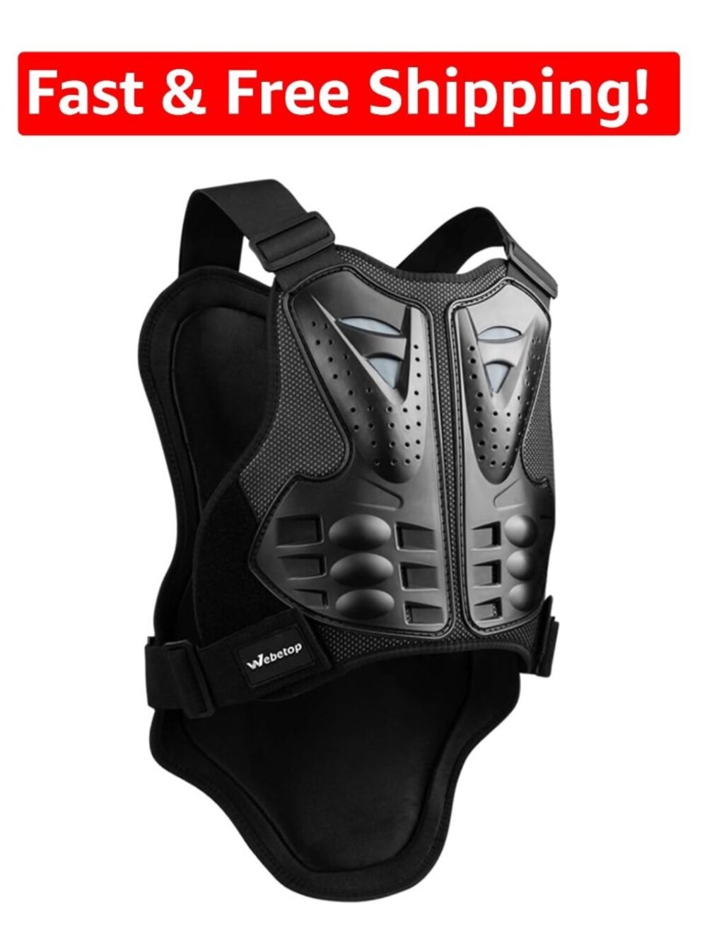 Webetop Adult Dirt Bike Chest Protector Armor Vest – Spine Guard (Size L)